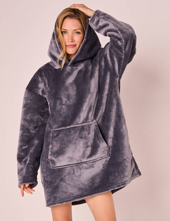 Plaid-sweat polaire à capuche doublé sherpa (gris) Plaid-sweat polaire à capuche doublé sherpa (gris)